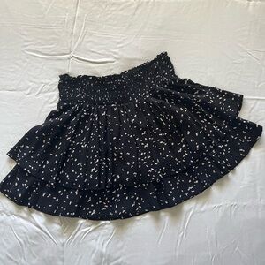 Altar'd State Black and White Speckled Ruffle Two-Tier Mini Skirt (Medium)